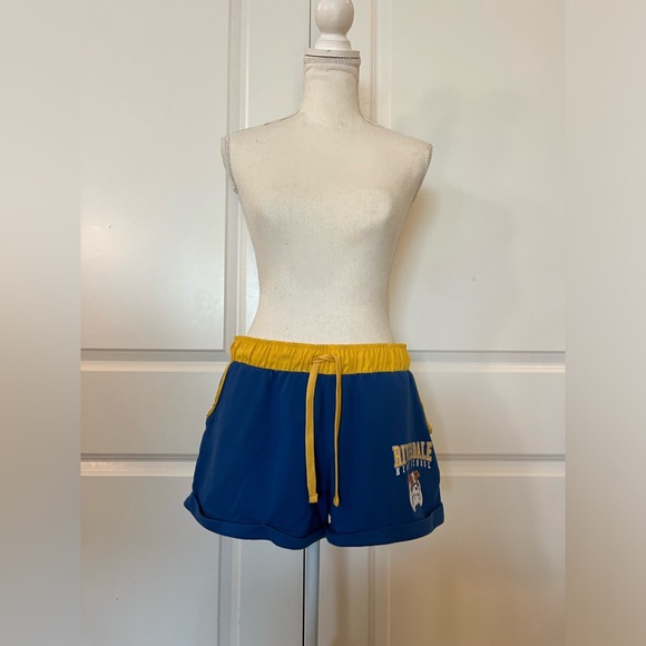 Hot Topic Riverdale Varsity Girls Cheer Soft Shorts Blue & Yellow - Picture 5 of 15